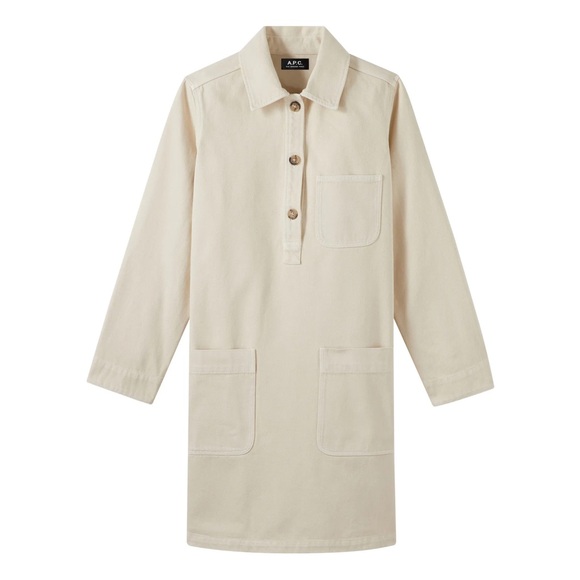 a.p.c. aurelia dress in ecru denim - Picture 4 of 6